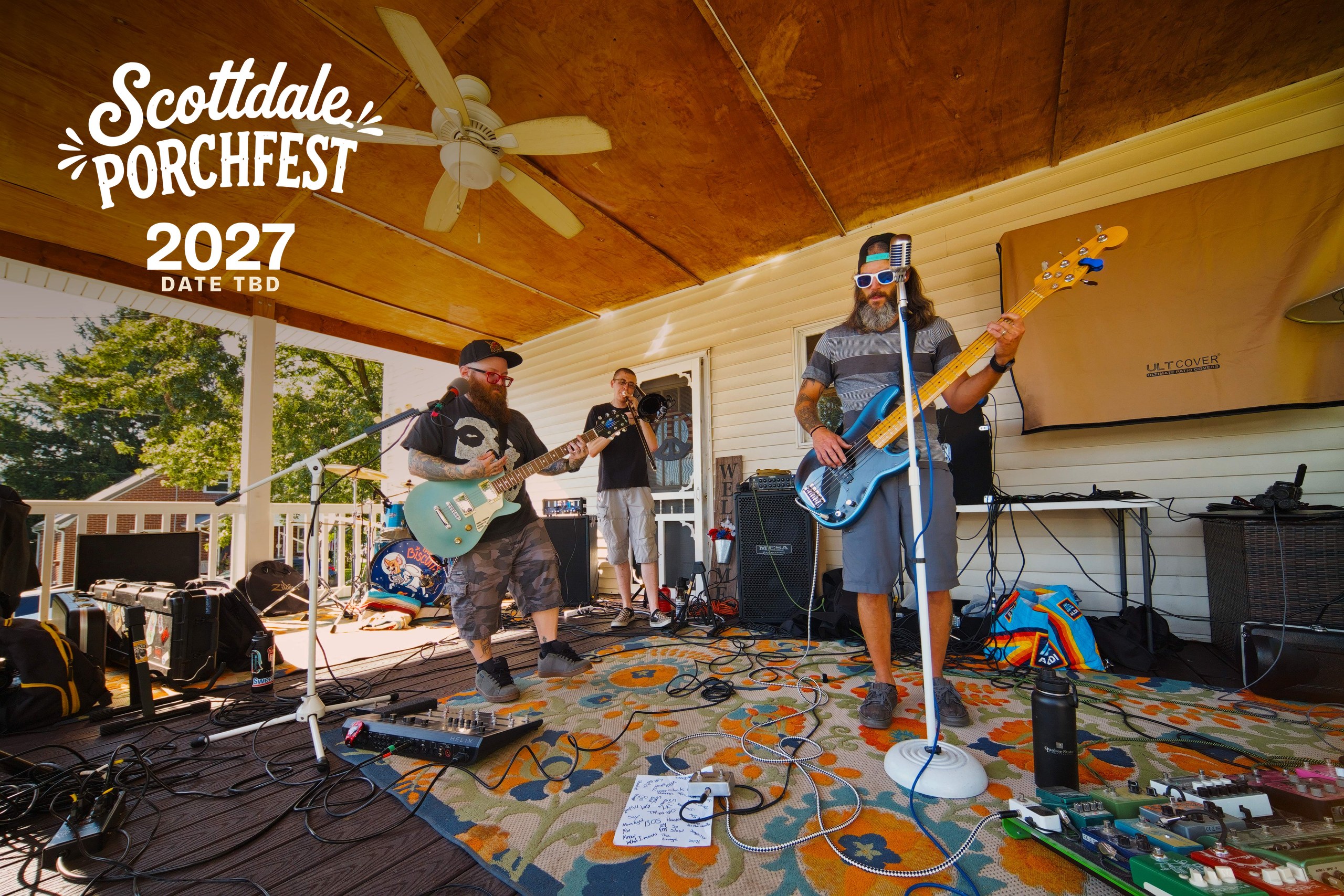 Scottdale Porchfest 2027, date to be determined, a band playing on a porch